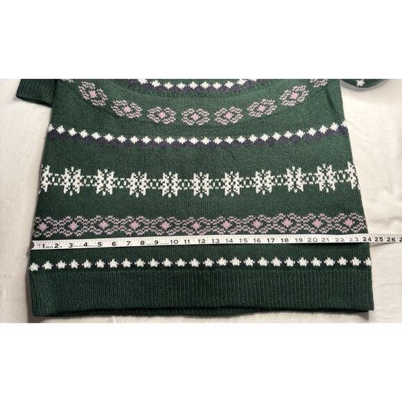 Sonoma Women’s XXL Supersoft Fair Isle Pullover Sweater Green Pink Long Sleeve - Picture 7 of 10